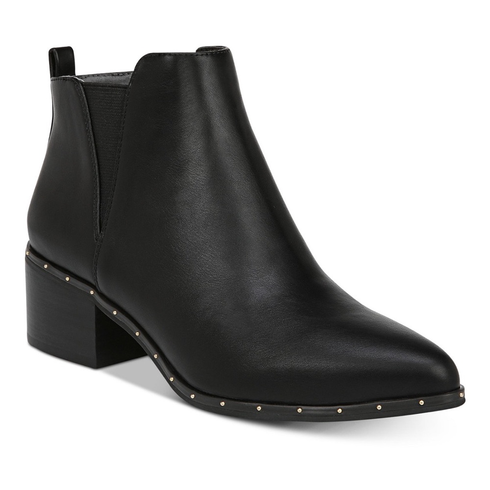 Bar III Gabby Ankle Booties 7.5 | Pointed Toe Block Heel Studded V-Cut Slip On